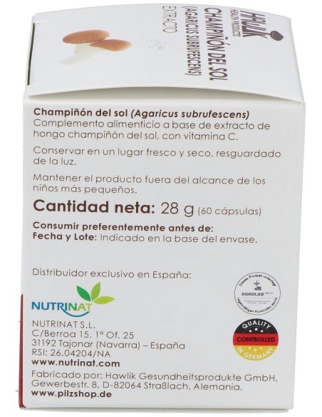 Champiñon Del Sol Extracto Puro 60Vcaps.