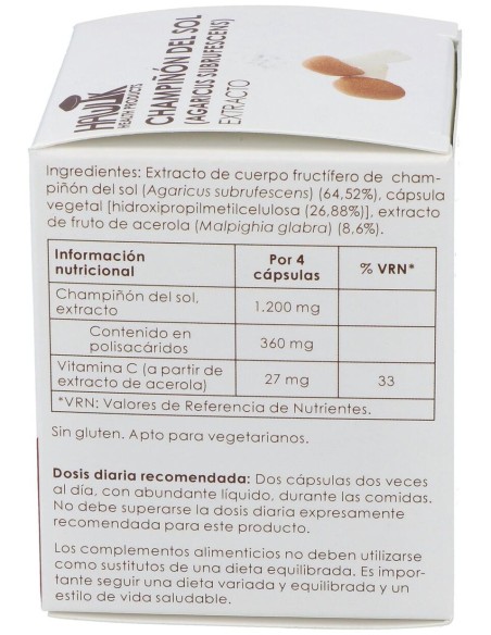 Champiñon Del Sol Extracto Puro 60Vcaps.