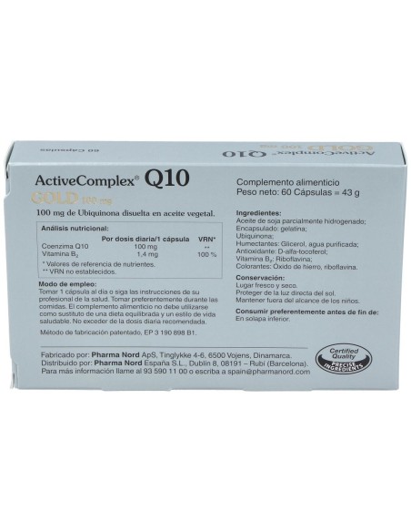 Activecomplex Q10 Gold 100Mg. 60Cap.
