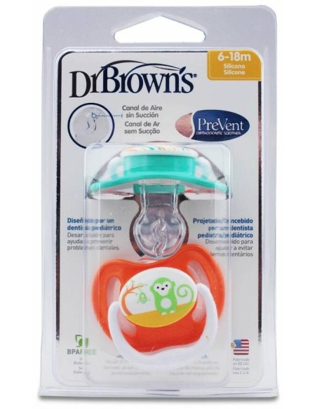 Dr. Brown'S Chupete Prevent Silicona T2 6-18 Meses, 2 Unidades