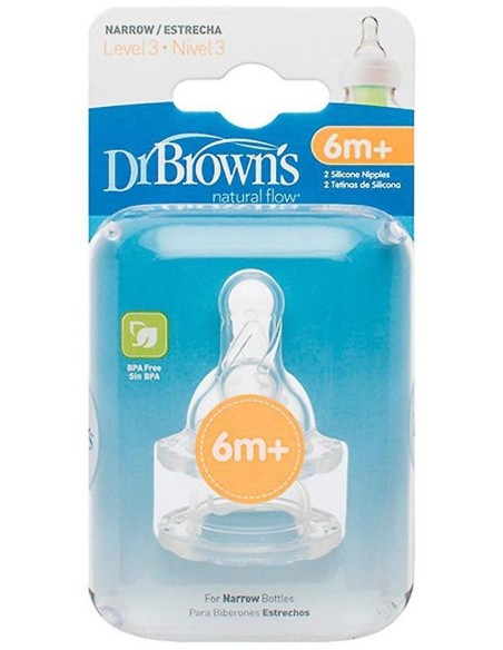 Dr Brown 'S Tetina Silicona Natural Estandar +6Meses N3 2Uds