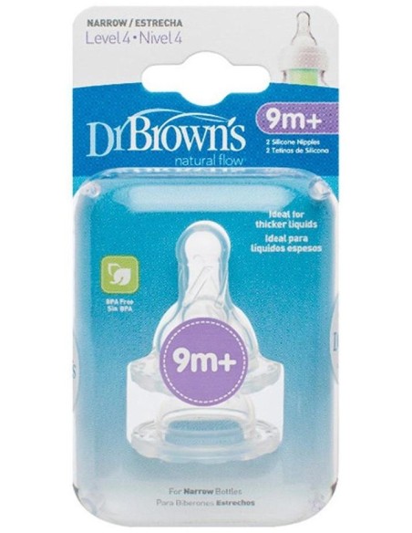 Dr. Brown'S Natural Flow Tetina Estándar Silicona Nivel 4, 2 Ud