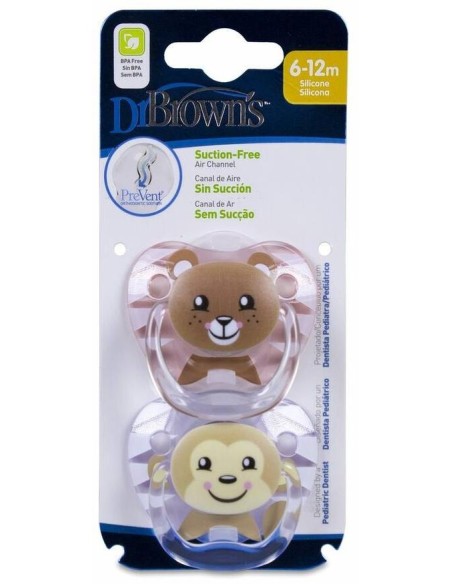 Dr. Brown'S Chupete Prevent Animal Niña, Talla 2, 2 Uds
