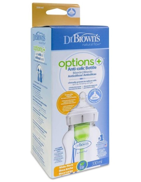 Dr. Brown'S Options+ Biberón Boca Ancha Azul 300 Ml, 1 Ud