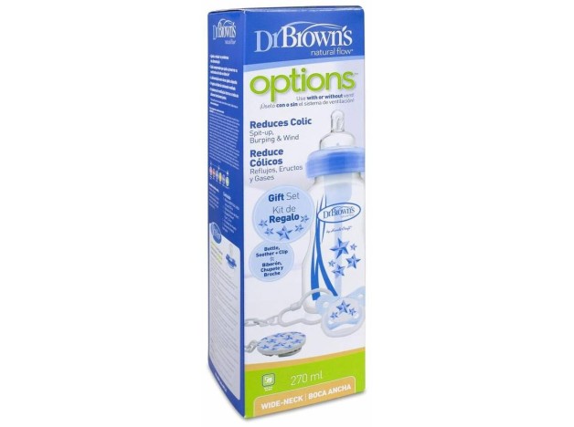 Set Dr. Brown Azul Biberón Y Chupete, 270 Ml +...