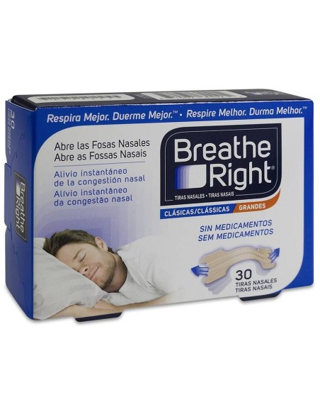 Breathe Right Tira Adhesiva Nasal Color Talla Grande, 30 Uds