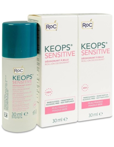 Pack Roc Keops Desodorante Roll On Piel Sensible, 2 Unidades X 30 Ml
