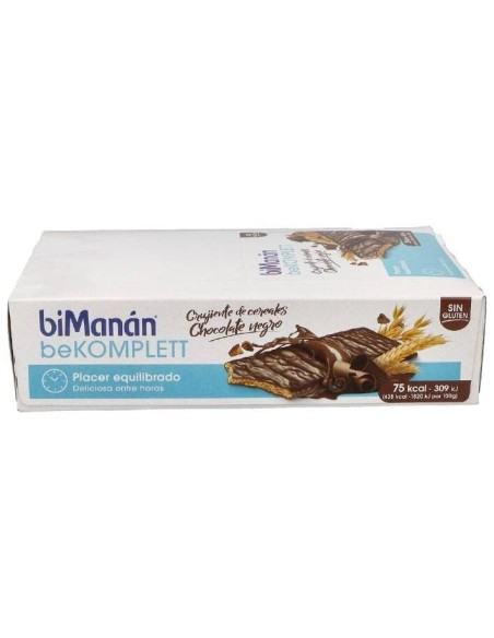 Bimanán Barritas Sin Gluten Chocolate Negro, 20 Unidades