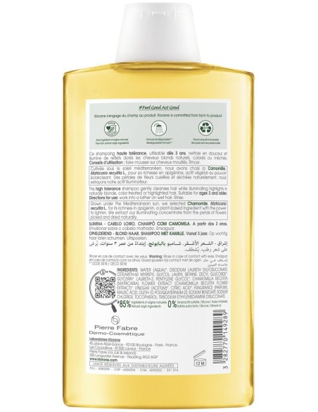 Klorane Champú Reflejos Dorados Al Extracto De Camomila, 200 Ml
