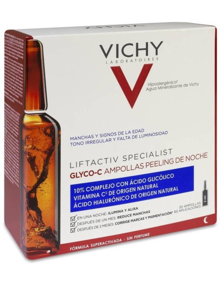 Vichy Ampollas Liftactiv Glyco-C Peeling Noche, 30 Uds X 2 Ml