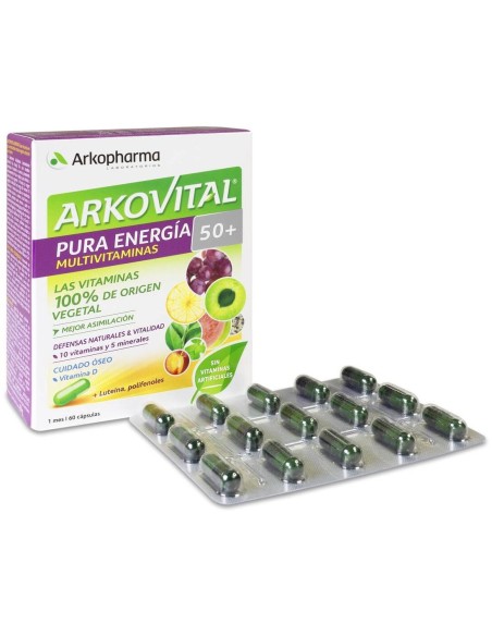 Arkopharma Arkovital Pura Energía 50+ Multivitaminas, 60 Cápsulas