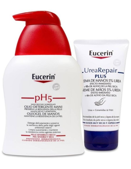 Pack Eucerin Oleogel + Crema De Manos Urea, 250 Ml + 75 Ml