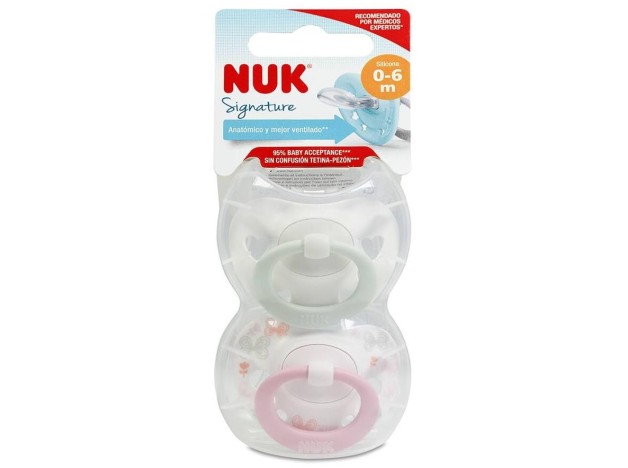 Nuk Chupete Día Silicona 0-6 Meses, 2 Unidades
