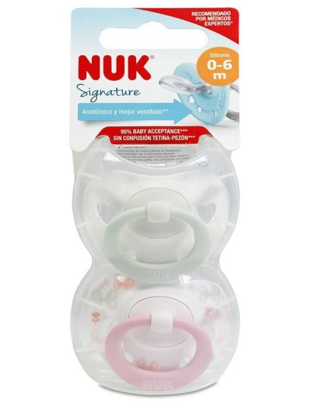 Nuk Chupete Día Silicona 0-6 Meses, 2 Unidades
