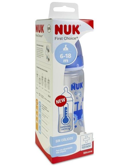 Nuk First Choice+ Biberón Control De Temperatura Flow Control Silicona 6-18M 300Ml