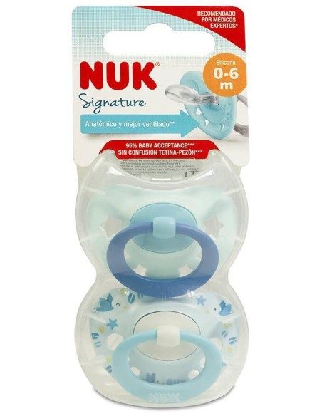 Nuk Chupete Día Silicona 0-6 Meses, 2 Unidades
