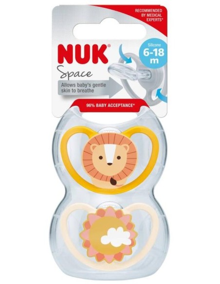 Nuk Chupete Space Silicona 6-18 Meses, 2 Unidades