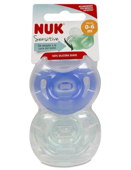 Nuk Chupete Sensitive Silicona 0-6 Meses, 2 Unidades