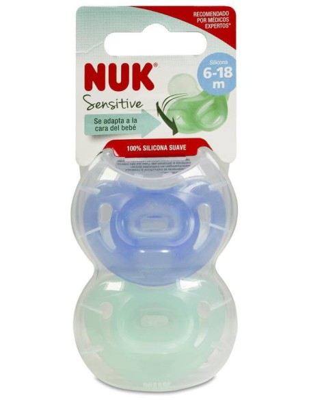 Nuk Chupete Sensitive Silicona 6-18 Meses, 2 Unidades