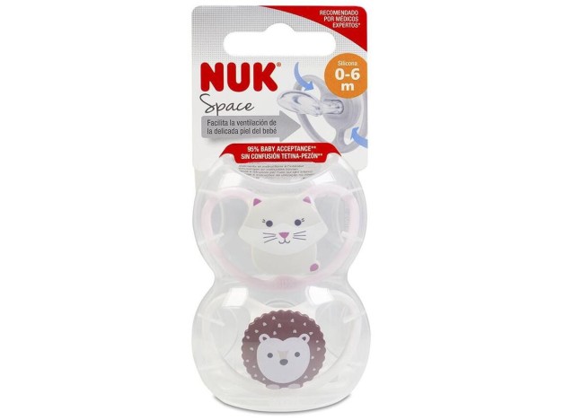 Nuk Chupete Space Silicona 0-6 Meses, 2 Unidades