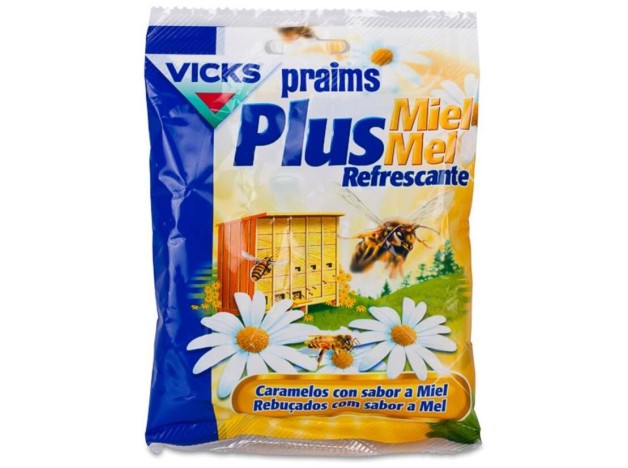 Vicks Praims Plus Caramelos Miel Refrescante, 72 G