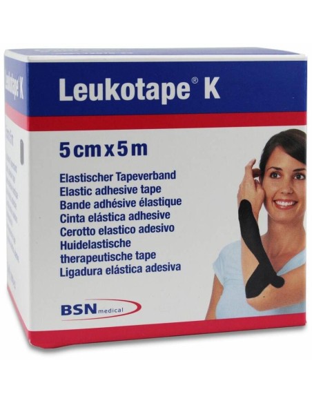Leukotape K Cinta Autoadhesiva Elástica 5 Cm X 5 M Color Negro, 1 Ud