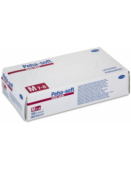 Peha-Soft Guantes Desechables De Nitrilo Blancos Talla M 100Uds