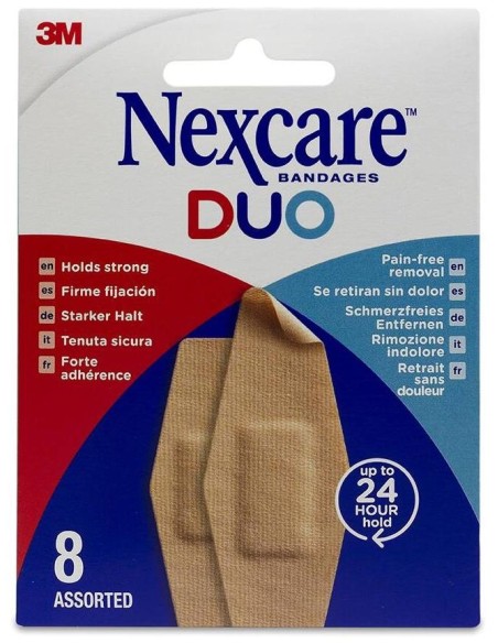 Nexcare Duo Silicona Surtido De 8 Vendajes Flexibles, 1 Unidad