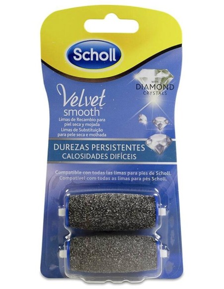 Scholl Velvet Smooth Recambio Durezas Persistentes Diamond Crystals, 2 Uds