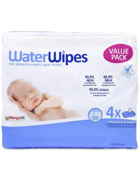 Pack Waterwipes, 4 X 60 Toallitas