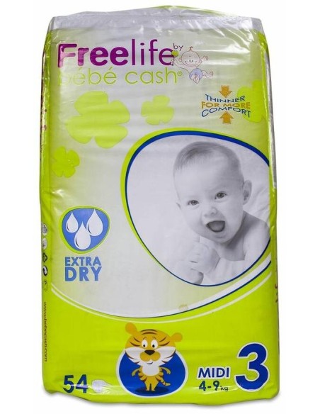 Freelife Pañal Bebé Midi Talla 3 4-9 Kg, 52 Uds