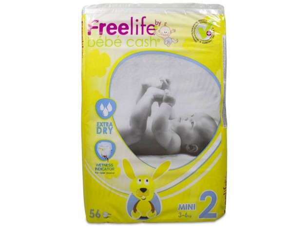Freelife Pañal Bebé Mini Talla 2 3-6 Kg, 56 Uds