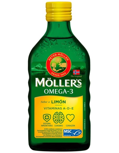 Möller'S Omega-3 Aceite De Hígado De Bacalao Sabor Limón, 250 Ml