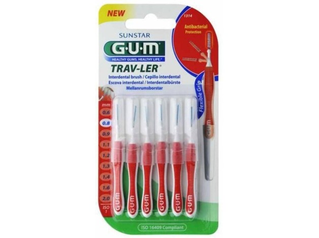 Cepillo Interdental Trav-Ler 1314 0,8Mm 6Un Rojo