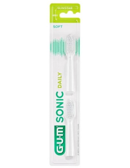 Sunstar Recambio Cepillo Gum Sonic Blanco, 2 Unidades