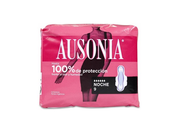 Ausonia Air Dry Compresa Noche Con Alas, 8 Uds