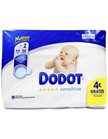 Dodot Sensitive Pañal Talla 2 4-8 Kg, 34 Uds