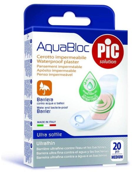 Pic Aquabloc Con Bactericida Apósito Adhesivo 19X72Mm 20Uds