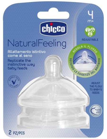 Chicco Tetina Naturalfeeling Flujo Regulable 4M+, 2 Uds