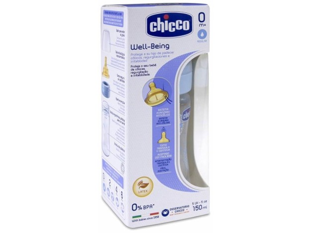 Chicco Biberón Azul Polipropileno +0M, 150 Ml