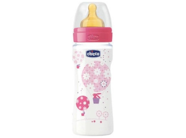 Chicco Biberón Caucho Flujo Rápido Rosa 330Ml,...