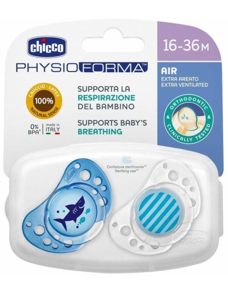 Chicco® Chupete Physio Air Azul Caucho 12 Meses + 2Uds