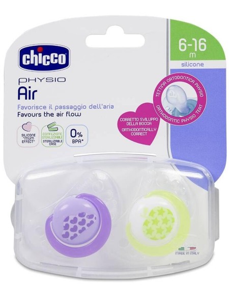 Chicco Chupete Silicona Physioforma Aire 6-12 M Rosa, 2 Unidades