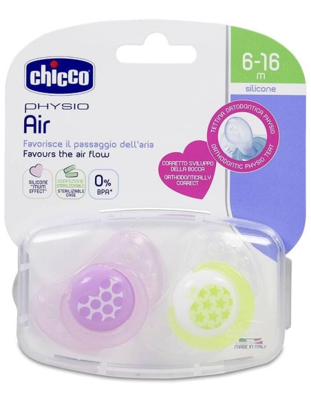 Chicco Chupete Silicona Physioforma Aire 6-12 M Rosa, 2 Unidades