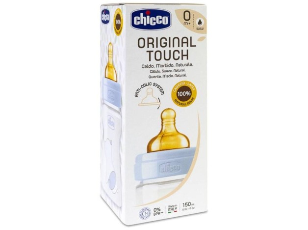 Chicco Biberón Original Touch Látex 0M+ Azul, 1...