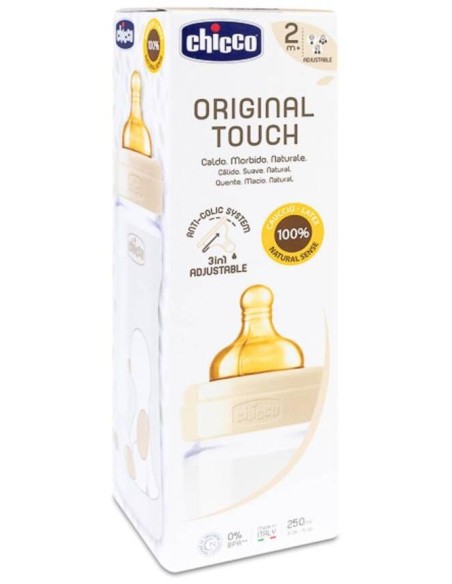 Chicco Biberón Original Touch Látex 2M+ Neutro, 1 Unidad