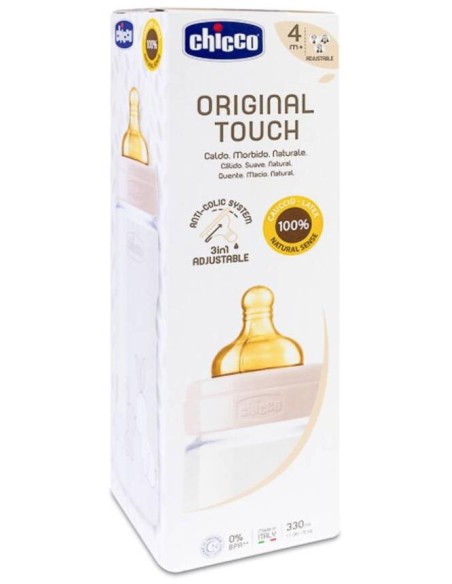 Chicco Biberón Tetina Caucho Rosa +4M Flujo Rápido 330Ml