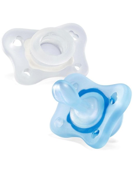 Chicco Physio Mini Soft Chupete Silicona Ortodontico 0-2M Azul 2Uds