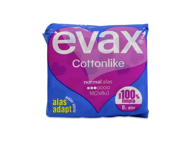 Evax Cottonlike Normal Con Alas, 16 Uds