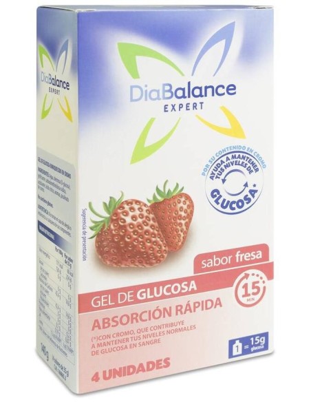 Diabalance Expert Gel Glucosa Absorción Rápida Fresa, 4 Sobres